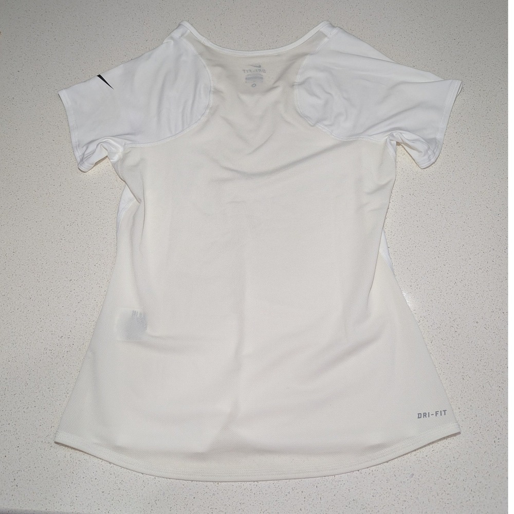 Nike Dri-FIT Athletic Top White Mesh‎ Back Short Sleeve Medium